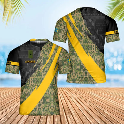 Personalized Sweden Solider/ Veteran Camo With Name And Rank T-Shirt 3D Printed - 0102240002