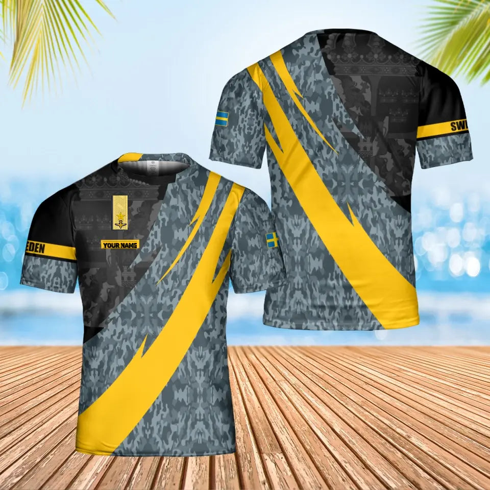 Personalized Sweden Solider/ Veteran Camo With Name And Rank T-Shirt 3D Printed - 1705230002-D04