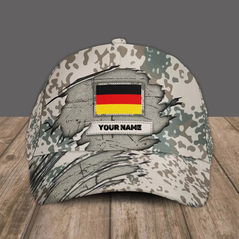 Personalized Name Germany Soldier/Veterans Camo Baseball Cap - 1684368001