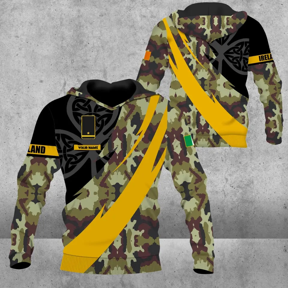Personalized Ireland Solider/ Veteran Camo With Name And Rank Hoodie 3D Printed - 1705230002-D04