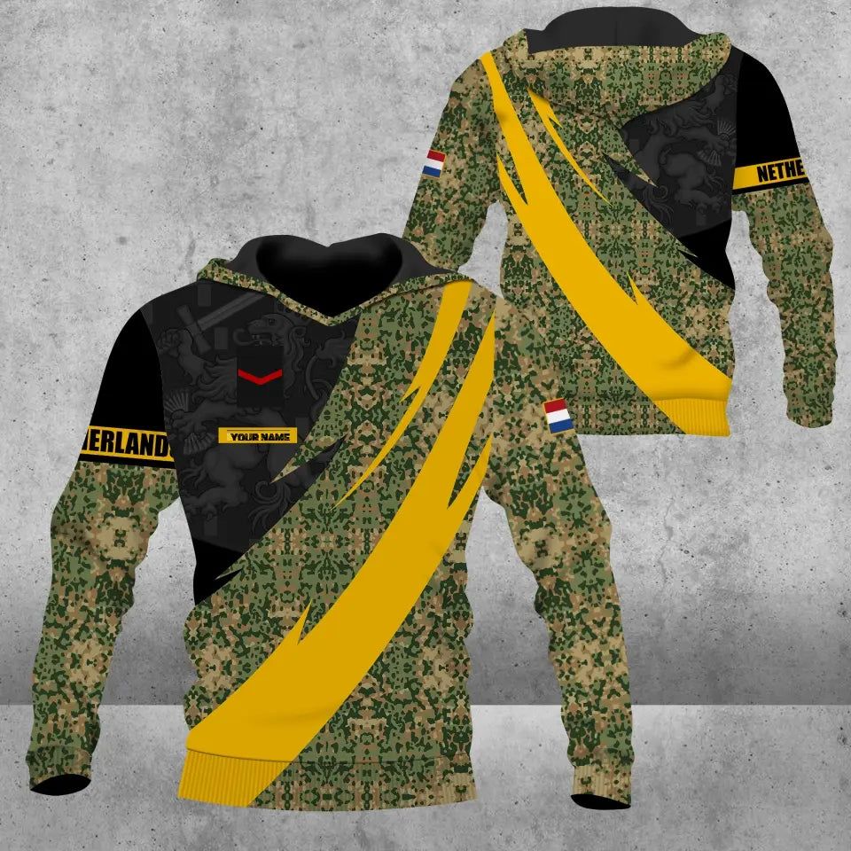 Personalized Netherlands Solider/ Veteran Camo With Name And Rank Hoodie 3D Printed - 1705230002-D04