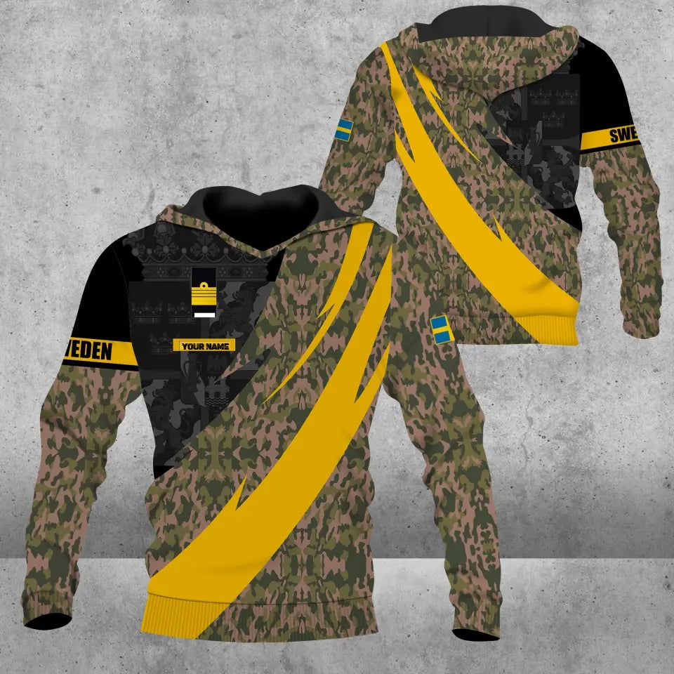 Personalized Sweden Solider/ Veteran Camo With Name And Rank Hoodie 3D Printed - 1705230002-D04