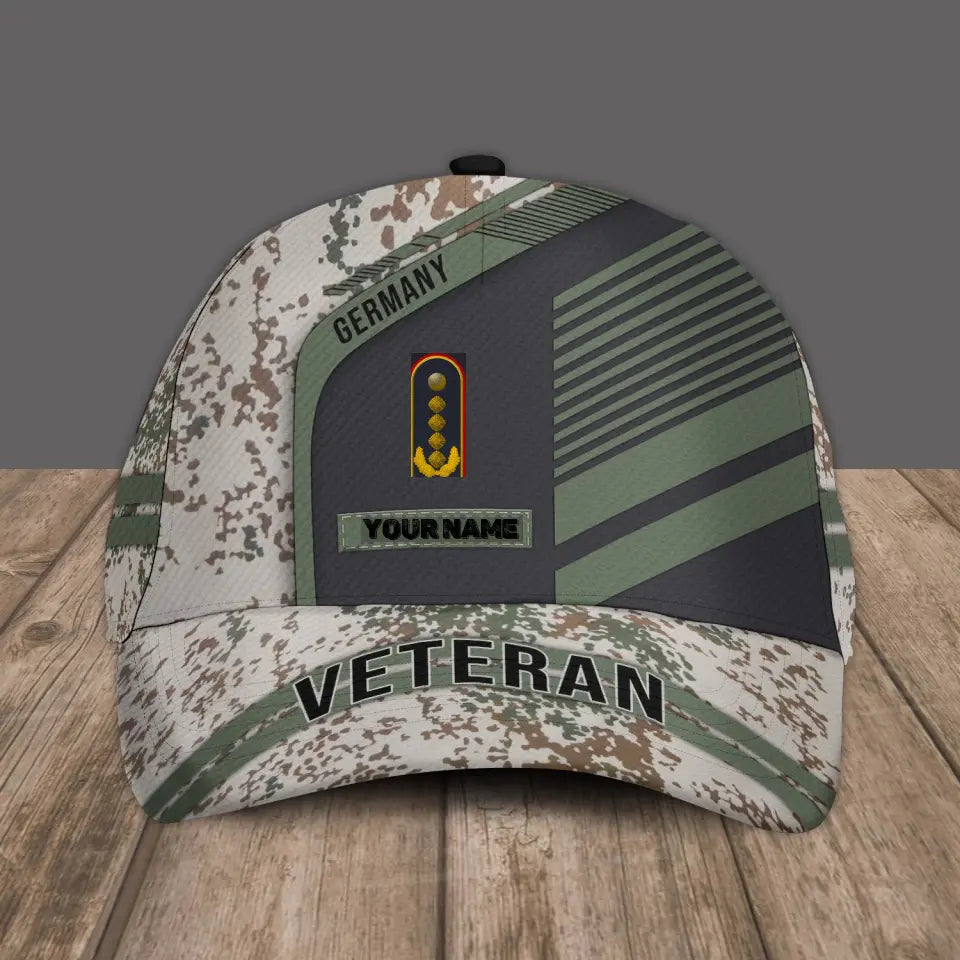 Personalized Rank And Name Germany Soldier/Veterans Camo Baseball Cap - 2205230001-D04