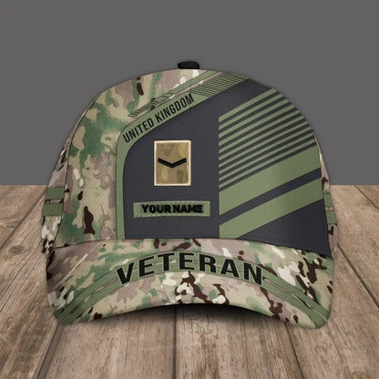 Personalized Rank And Name United Kingdom Soldier/Veterans Camo Baseball Cap - 2205230003-D04