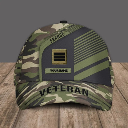 Personalized Rank And Name France Soldier/Veterans Camo Baseball Cap - 2905230001-D04