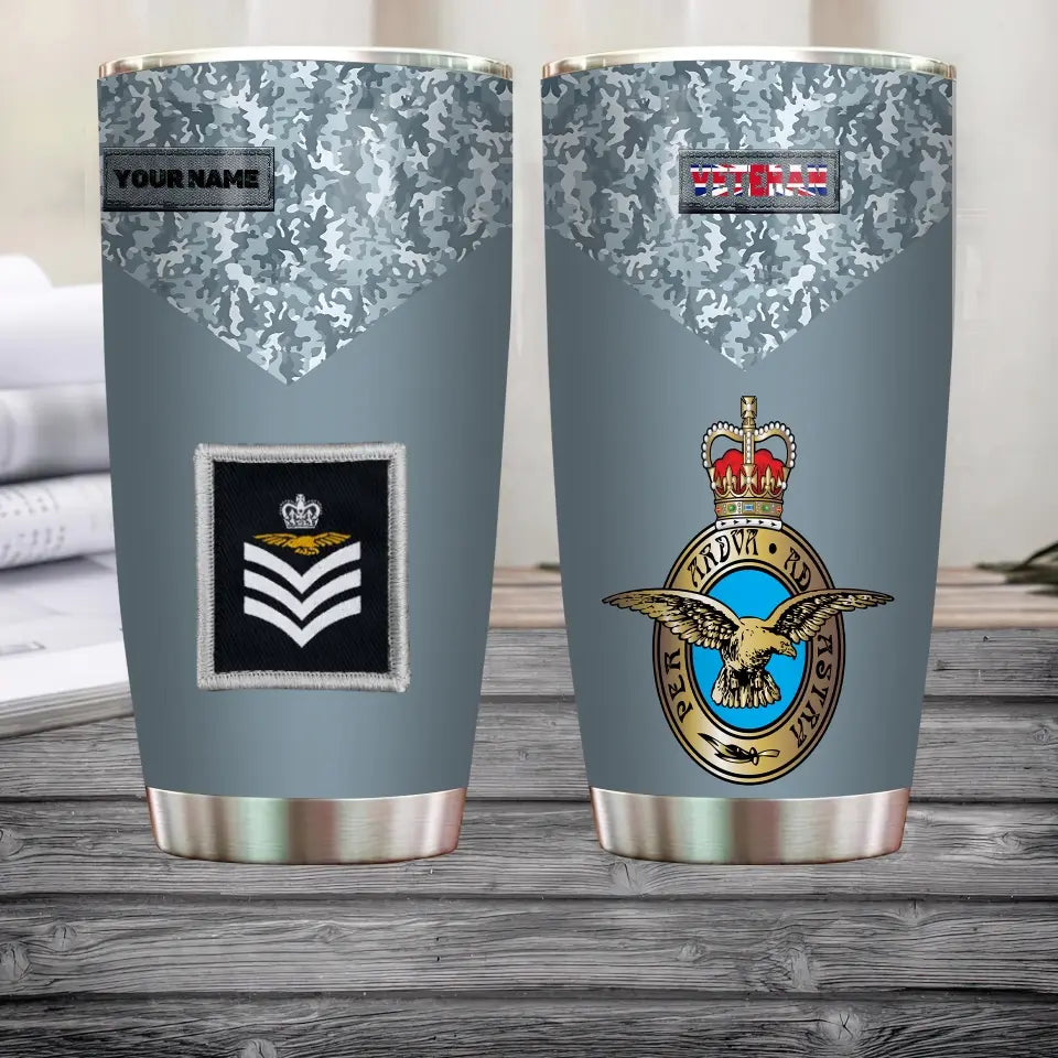Personalized United Kingdom Veteran/ Soldier With Rank  Camo Tumbler All Over Printed - 1706832017