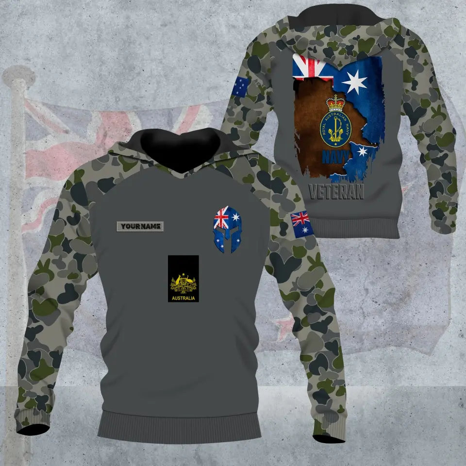 Personalized Australian Soldier/ Veteran Camo With Name And Rank Hoodie - 3005230005- D04