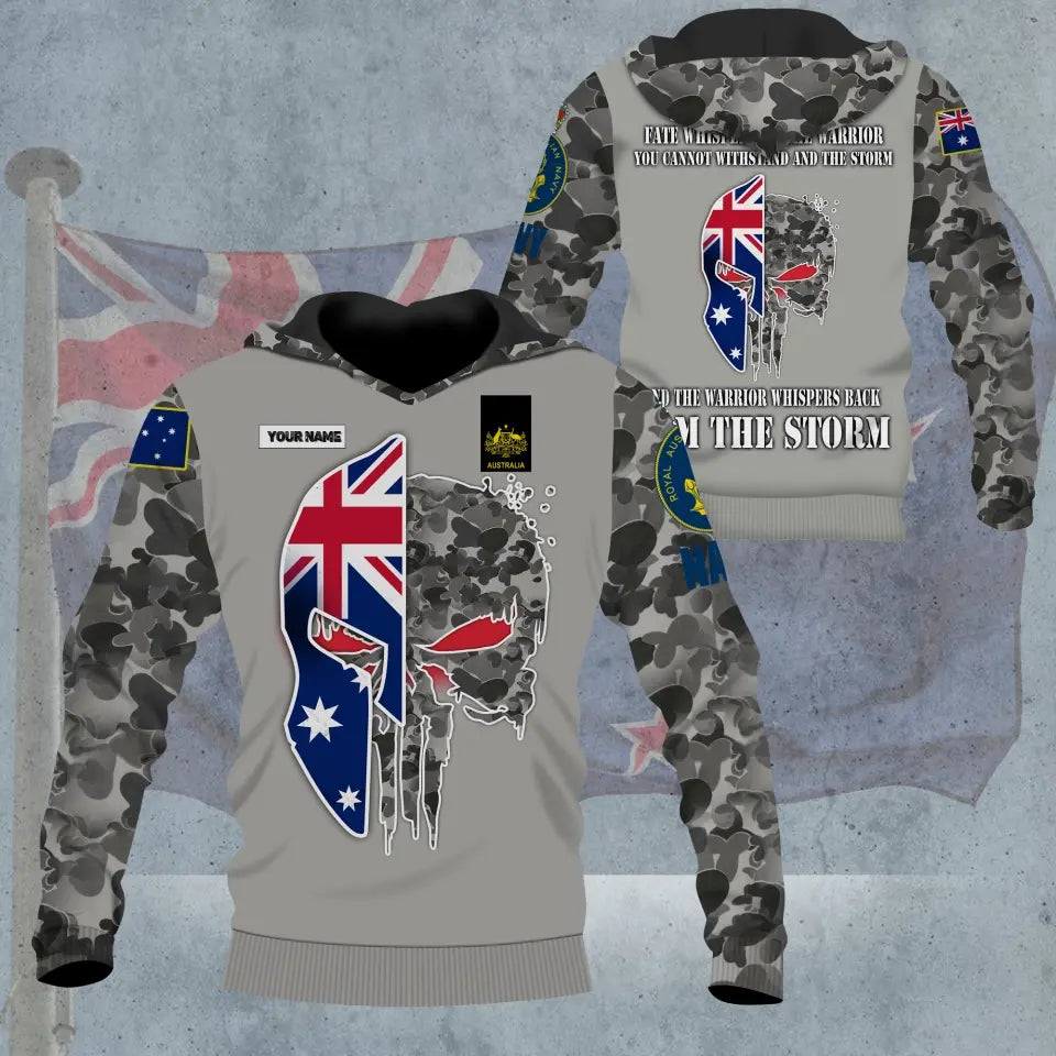 Personalized Australian Soldier/ Veteran Camo With Name And Rank Hoodie - 3005230001- D04