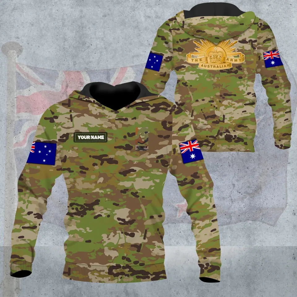 Personalized Australian Soldier/ Veteran Camo With Name And Rank Hoodie - 3005230004- D04