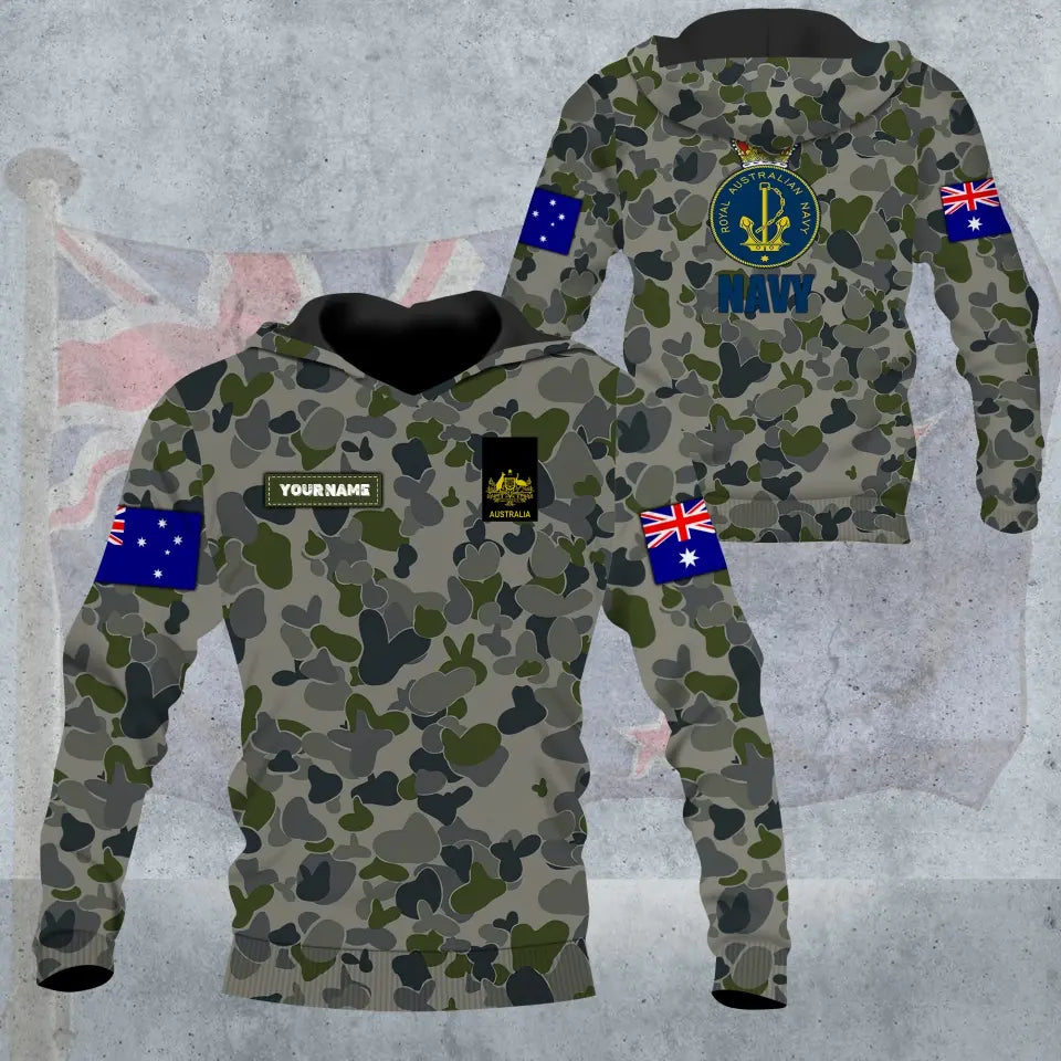 Personalized Australian Soldier/ Veteran Camo With Name And Rank Hoodie - 3005230004- D04