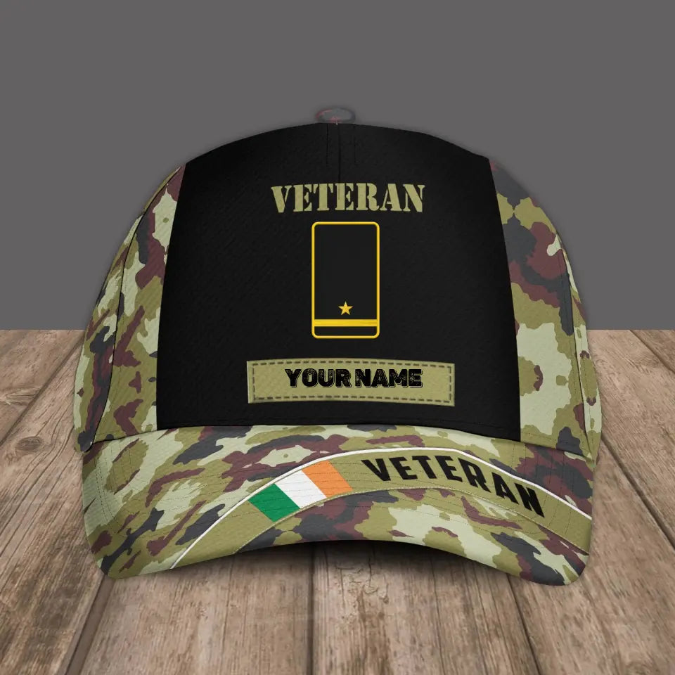 Personalized Rank And Name Ireland Soldier/Veterans Camo Baseball Cap - 3105230001-D04