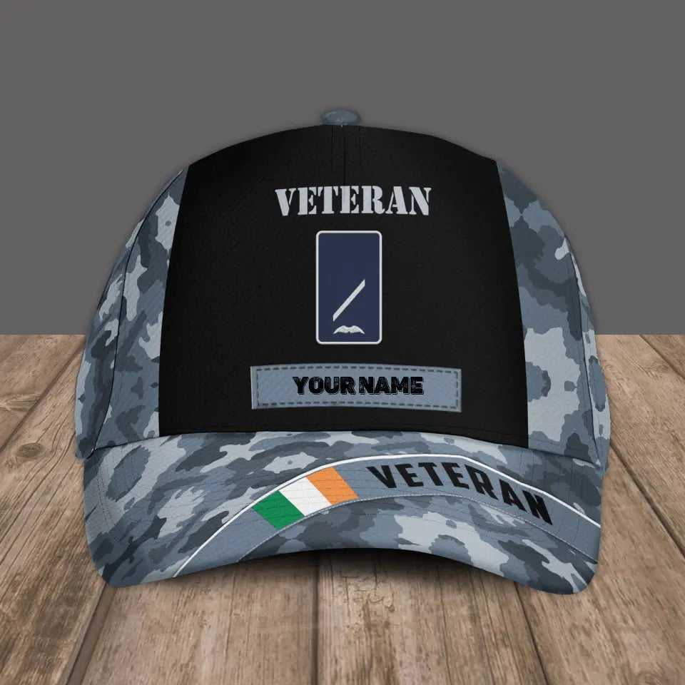 Personalized Rank And Name Ireland Soldier/Veterans Camo Baseball Cap - 3105230001-D04