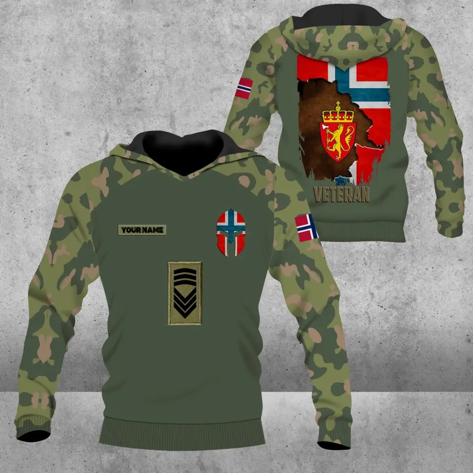 Personalized Norway Soldier/ Veteran Camo With Name And Rank Hoodie - 0106230001- D04