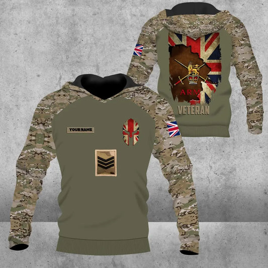 Personalized United Kingdom Soldier/ Veteran Camo With Name And Rank Hoodie - 0106230002- D04