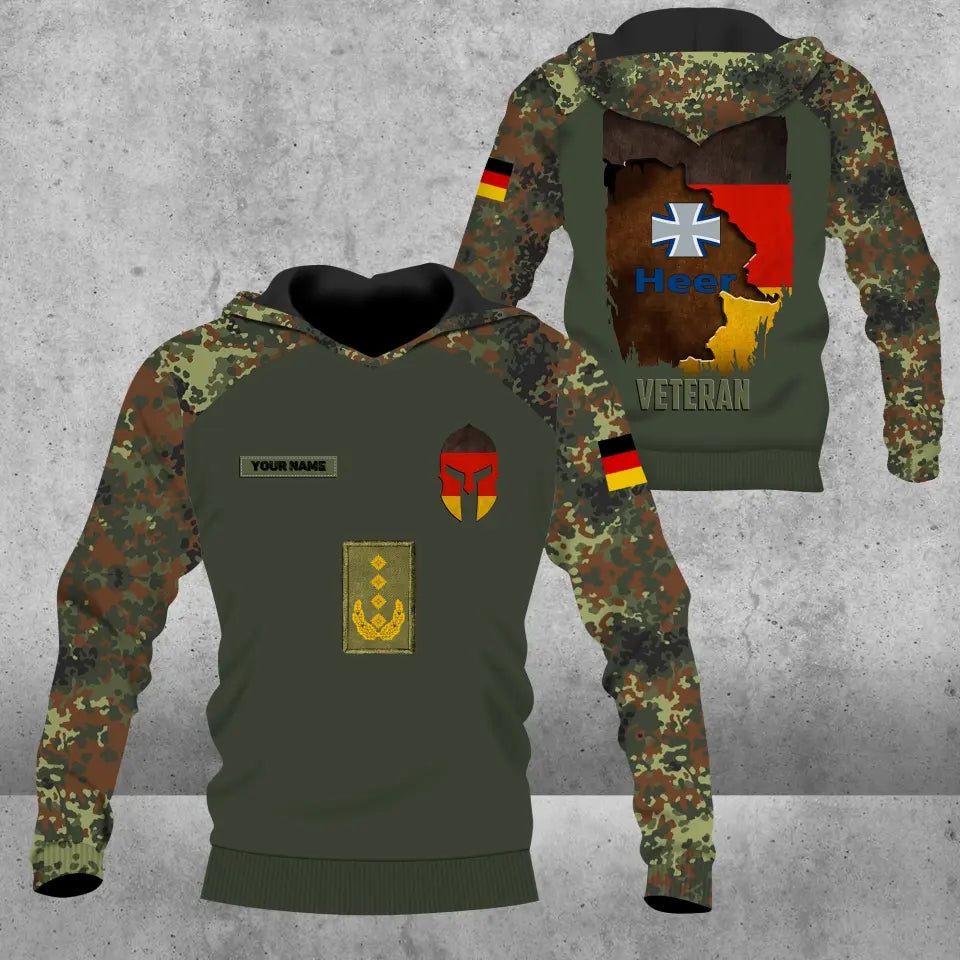 Personalized Germany Soldier/ Veteran Camo With Name And Rank Hoodie - 0106230002- D04