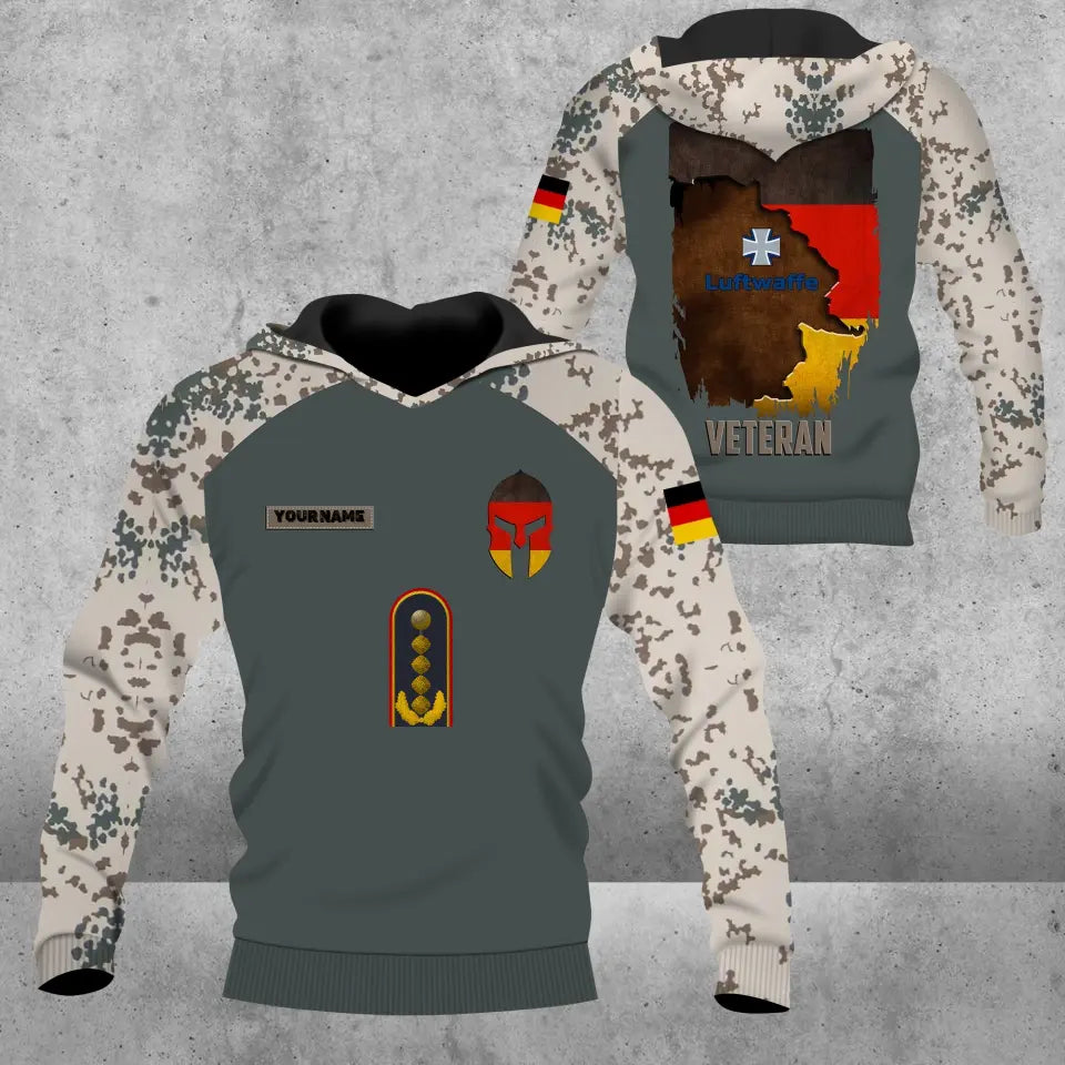 Personalized Germany Soldier/ Veteran Camo With Name And Rank Hoodie - 0106230002- D04
