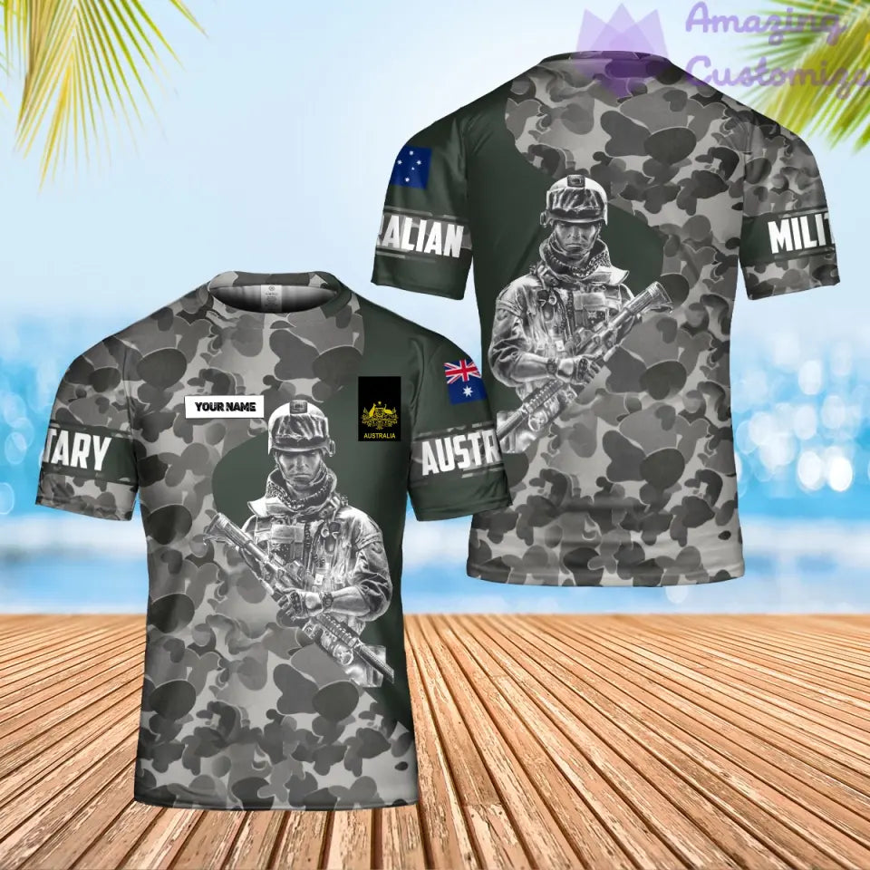 Personalized Australia Solider/ Veteran Camo With Name And Rank T-Shirt 3D Printed - 0206230003-D04