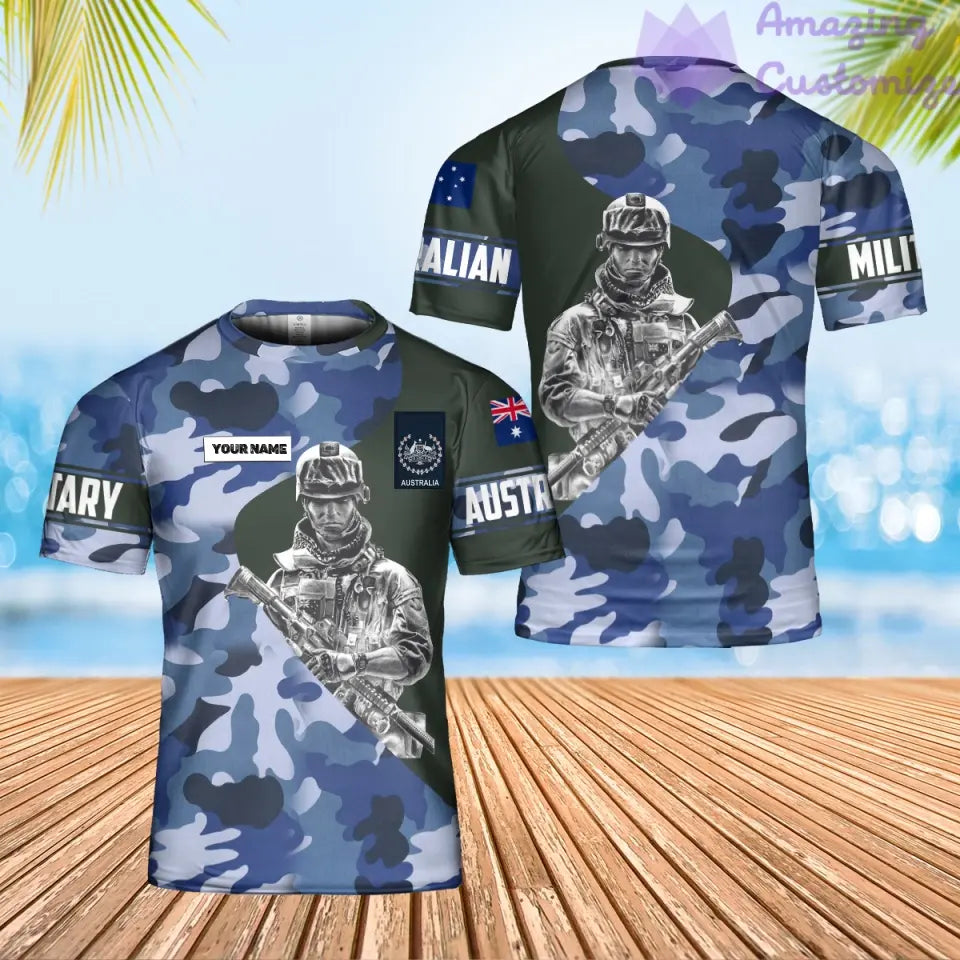 Personalized Australia Solider/ Veteran Camo With Name And Rank T-Shirt 3D Printed - 0206230003-D04