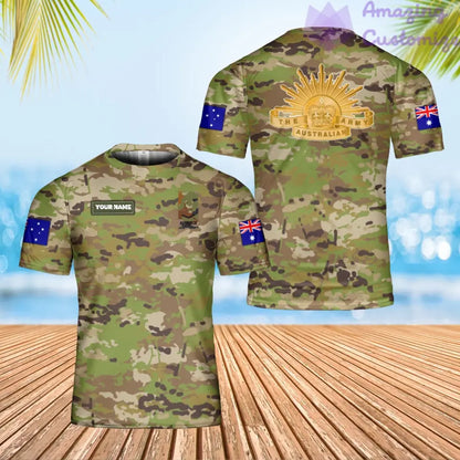 Personalized Australia Solider/ Veteran Camo With Name And Rank T-Shirt 3D Printed - 0206230004-D04