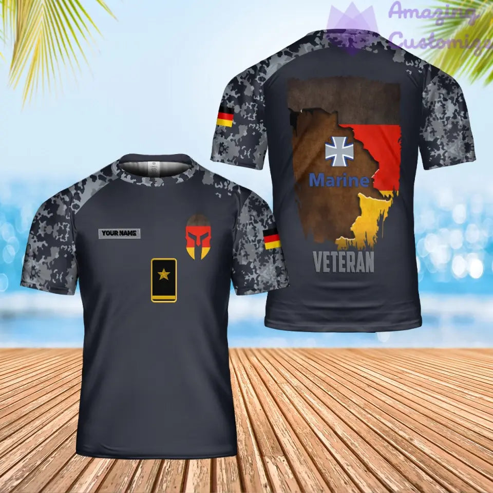 T-shirt personnalisé avec camouflage soldat/vétéran allemand avec nom et grade imprimé en 3D - 2701240001-D04