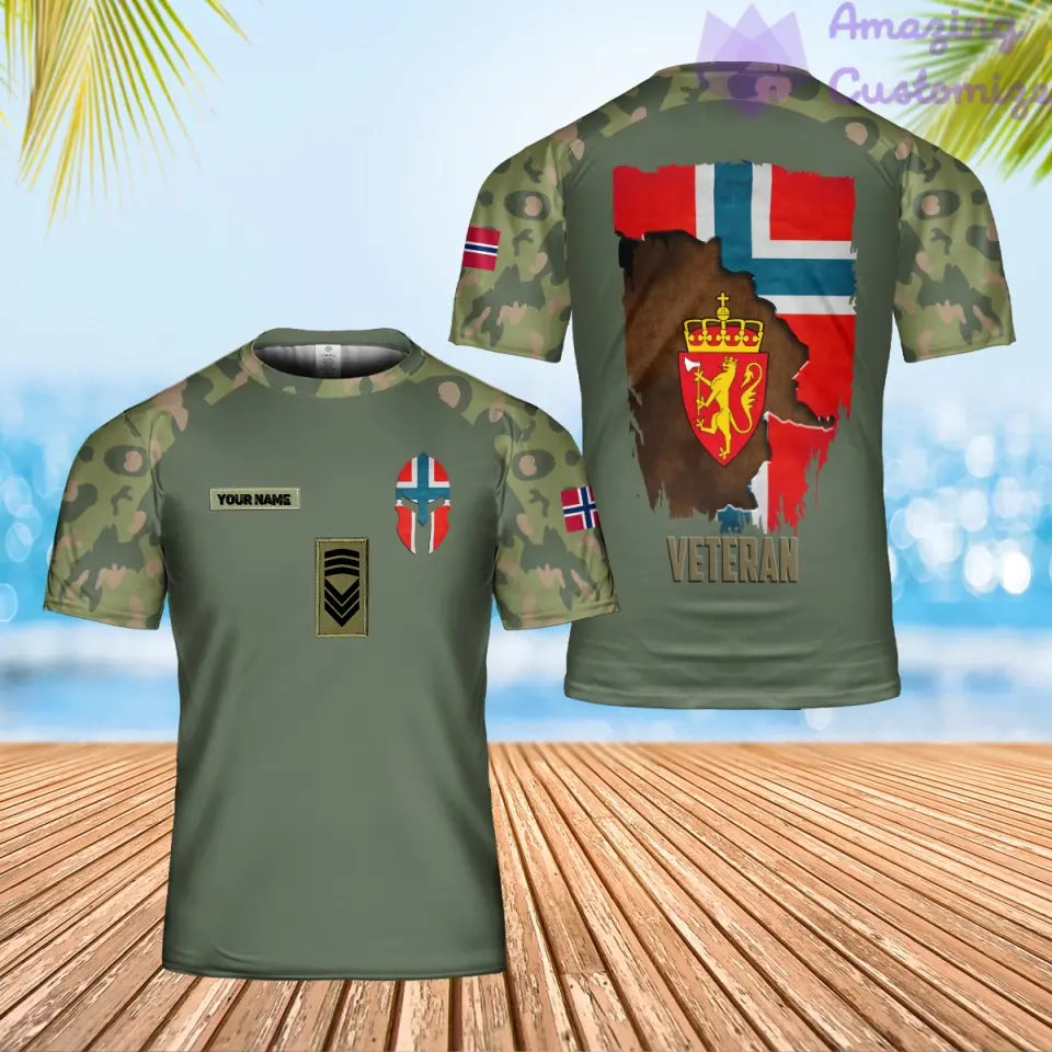 Personalized Norway Solider/ Veteran Camo With Name And Rank T-shirt 3D Printed - 0206230002-D04