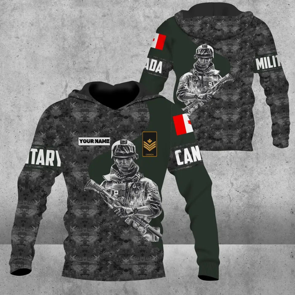 Personalized Canada Soldier/ Veteran Camo With Name And Rank Hoodie - 0606230001
