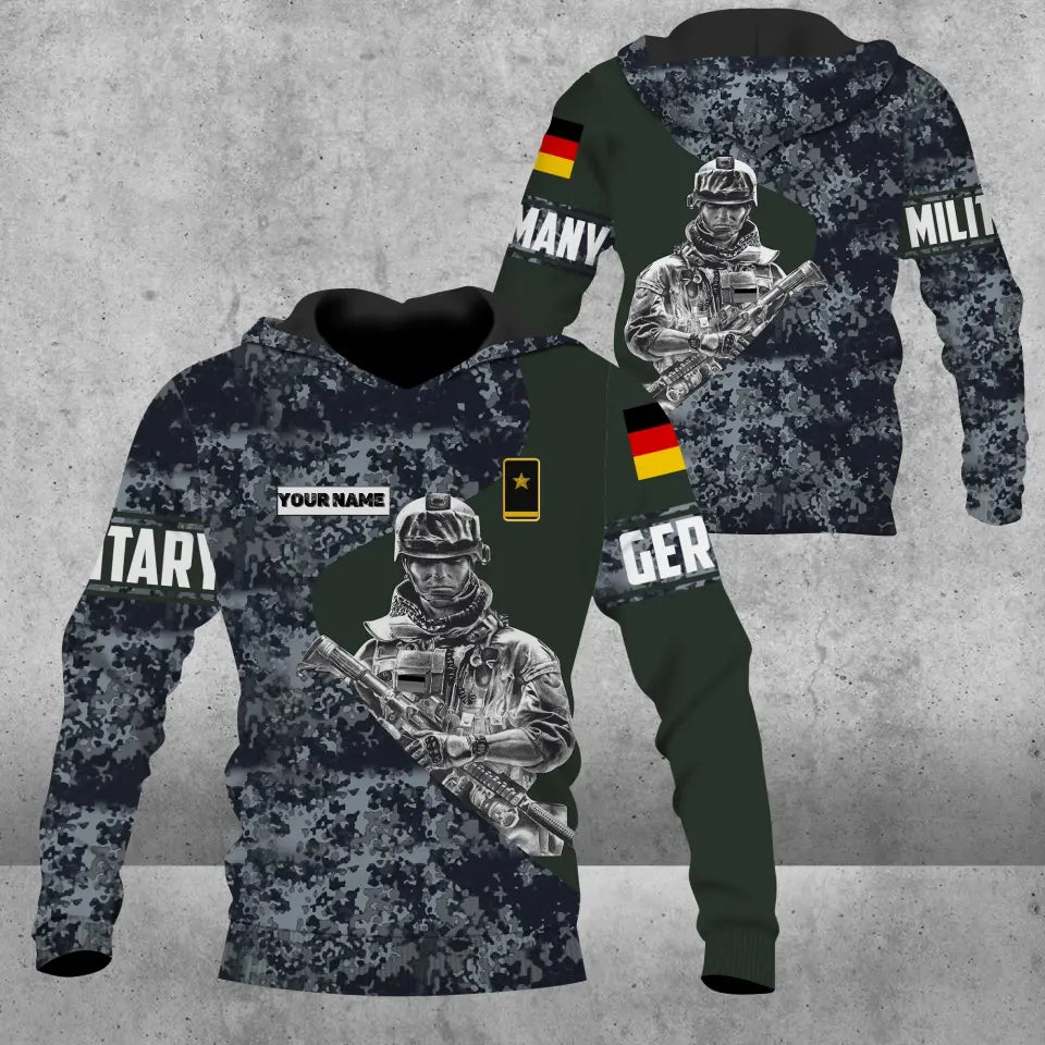 Personalized Germany Soldier/ Veteran Camo With Name And Rank Hoodie - 0606230001