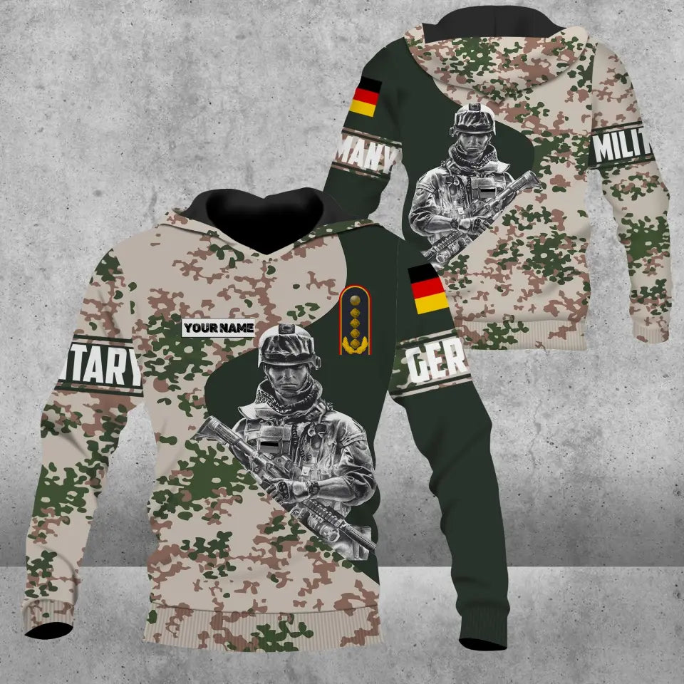 Personalized Germany Soldier/ Veteran Camo With Name And Rank Hoodie - 0606230001
