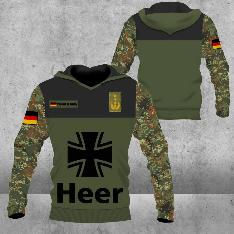 Personalized Germany Soldier/ Veteran Camo With Name And Rank Hoodie - 0606230002