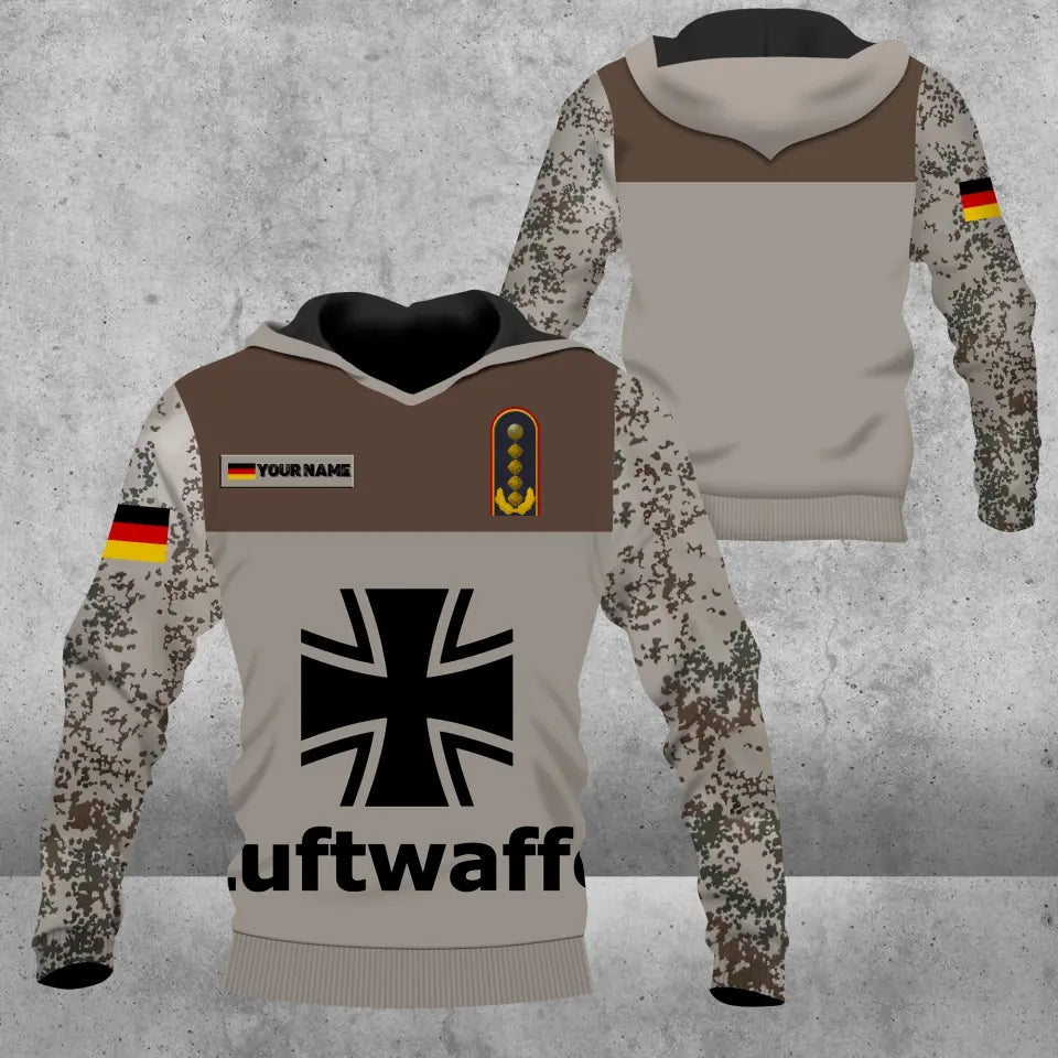 Personalized Germany Soldier/ Veteran Camo With Name And Rank Hoodie - 0606230002