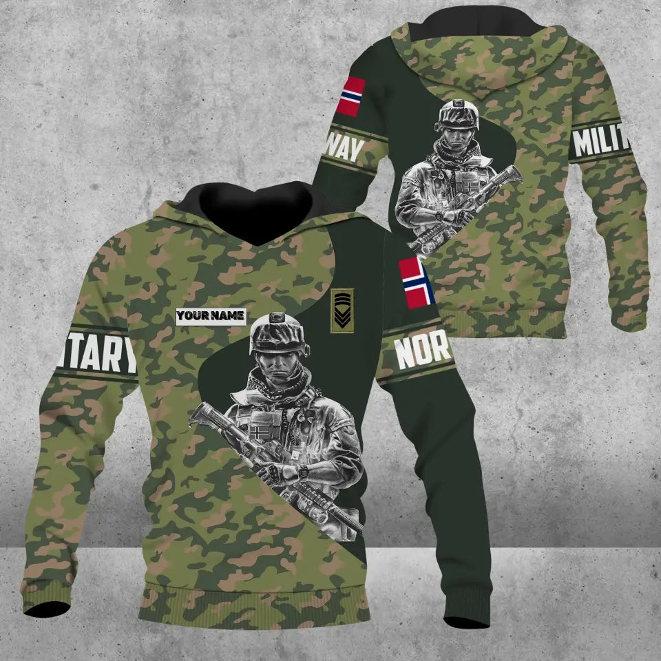Personalized Norway Soldier/ Veteran Camo With Name And Rank Hoodie - 0606230001