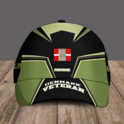 Personalized Name And Rank Denmark Camo Baseball Cap Soldier/Veteran - 16860096