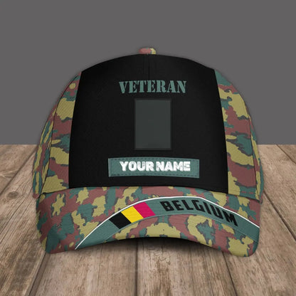 Personalized Rank And Name Belgium Soldier/Veterans Camo Baseball Cap - 0606230002