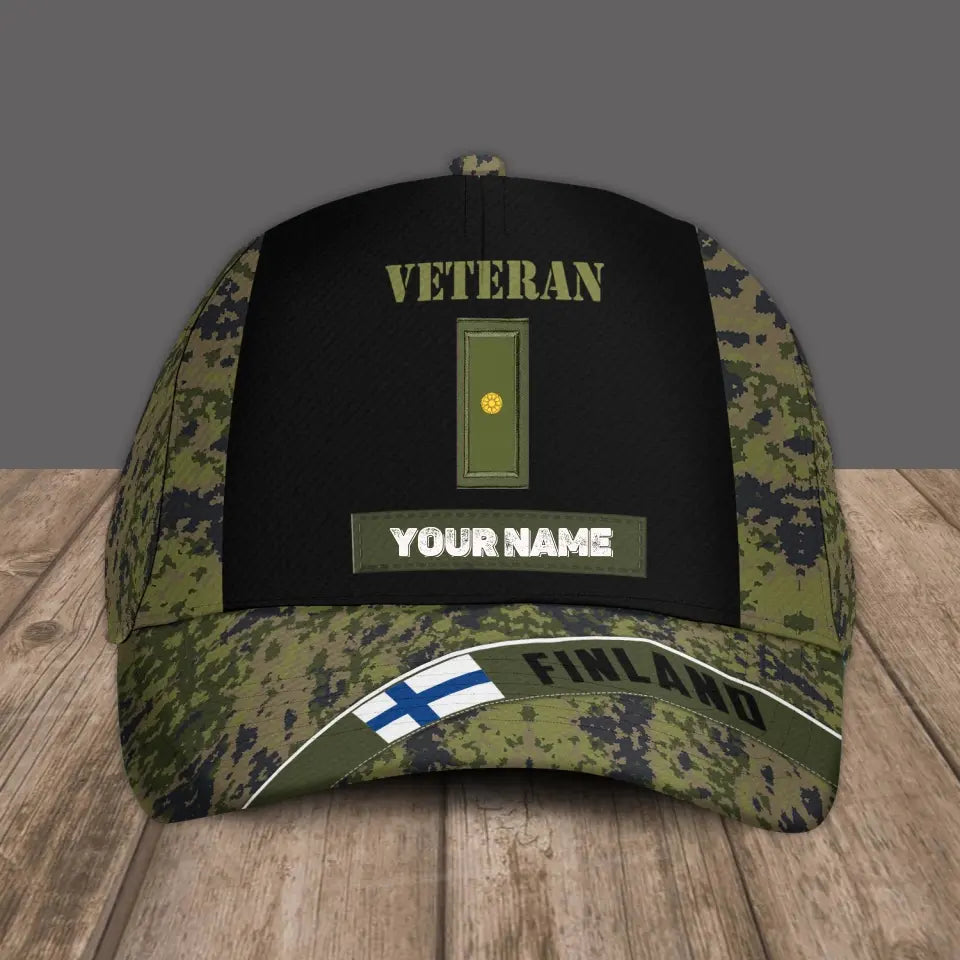 Personalized Rank And Name Finland Soldier/Veterans Camo Baseball Cap - 0606230002