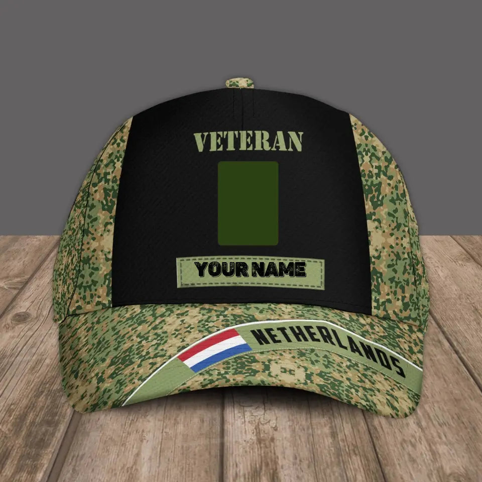 Personalized Rank And Name Netherlands Soldier/Veterans Camo Baseball Cap - 0606230002