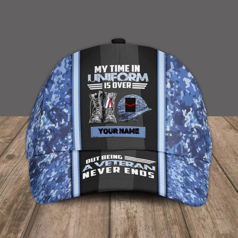 Personalized Rank And Name Netherlands Soldier/Veterans Camo Baseball Cap - 1686009602