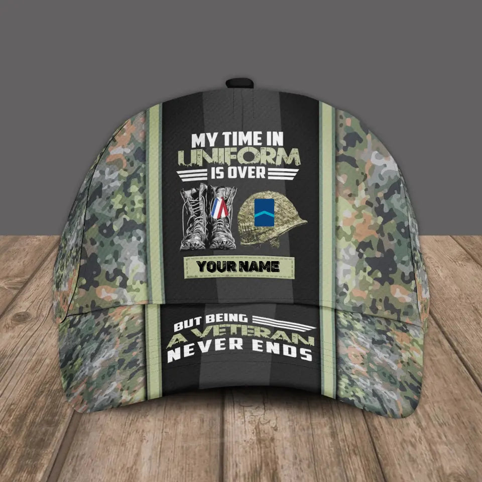 Personalized Rank And Name Netherlands Soldier/Veterans Camo Baseball Cap - 1686009602