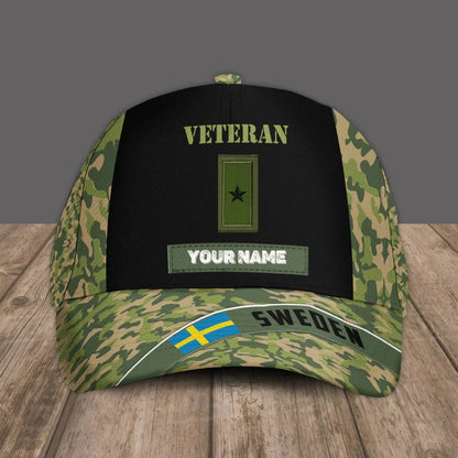 Personalized Rank And Name Sweden Soldier/Veterans Camo Baseball Cap - 0606230002
