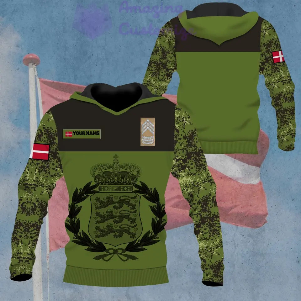 Personalized Denmark Soldier/ Veteran Camo With Name And Rank Hoodie - 0906230001