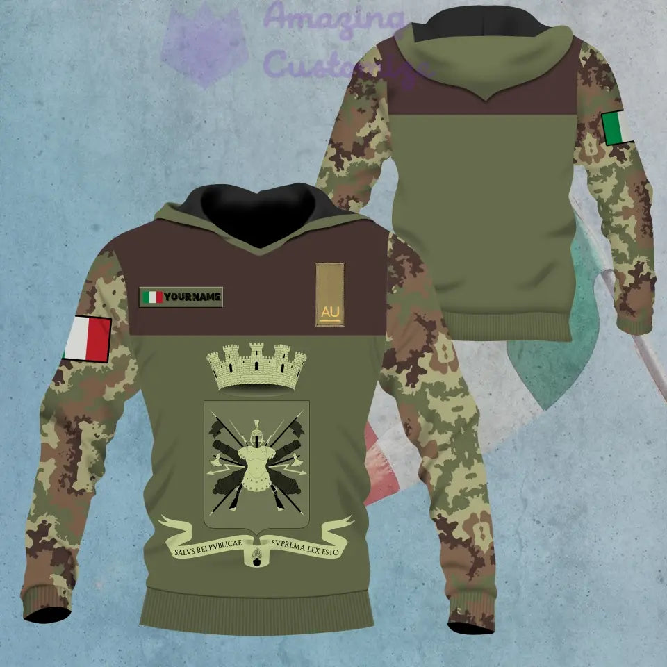 Personalized Italy Soldier/ Veteran Camo With Name And Rank Hoodie - 0906230001
