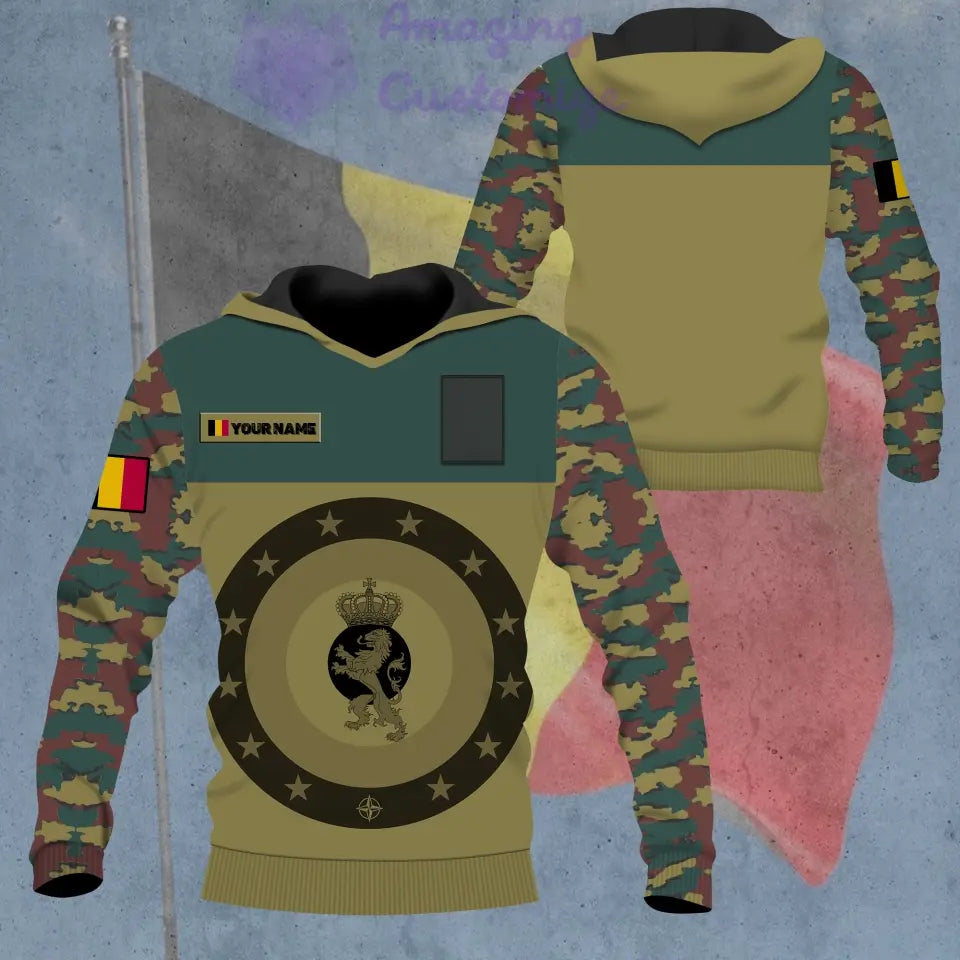Personalized Belgium Soldier/ Veteran Camo With Name And Rank Hoodie - 16862688