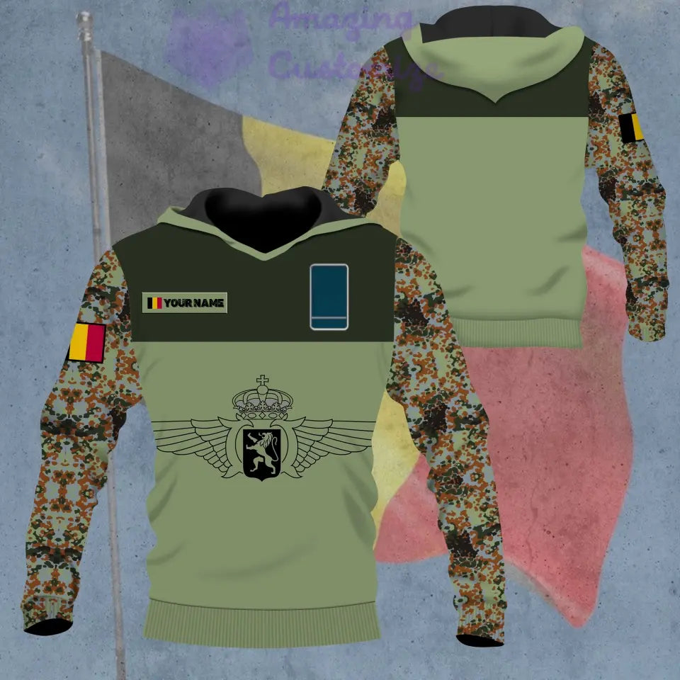 Personalized Belgium Soldier/ Veteran Camo With Name And Rank Hoodie - 16862688