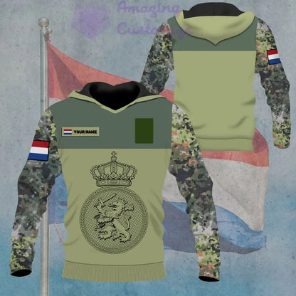 Personalized Netherlands Soldier/ Veteran Camo With Name And Rank Hoodie - 0906230001