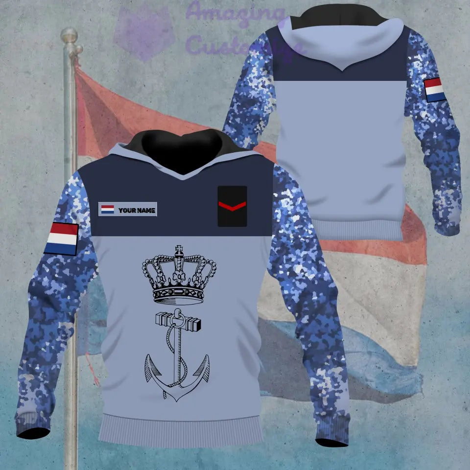 Personalized Netherlands Soldier/ Veteran Camo With Name And Rank Hoodie - 0906230001