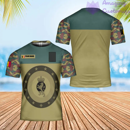 Personalized Belgium Solider/ Veteran Camo With Name And Rank T-Shirt 3D Printed - 0906230001