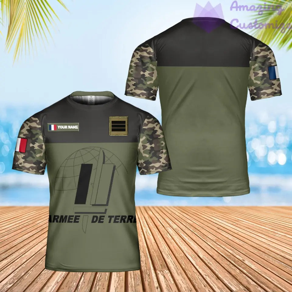 Personalized France Solider/ Veteran Camo With Name And Rank T-Shirt 3D Printed - 17070912