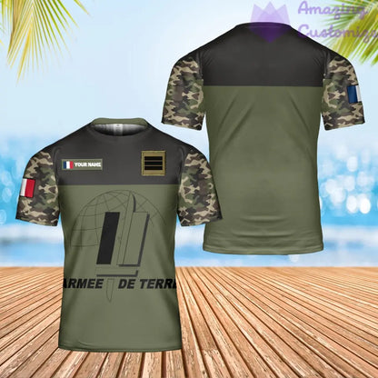 Personalized France Solider/ Veteran Camo With Name And Rank T-Shirt 3D Printed - 17070912