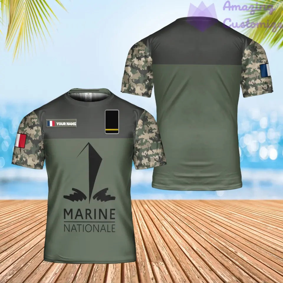 Personalized France Solider/ Veteran Camo With Name And Rank T-Shirt 3D Printed - 17070912