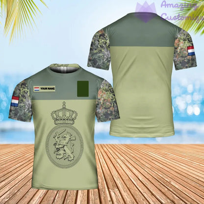 Personalisiertes niederländisches Soldaten-/Veteranen-T-Shirt im Camouflage-Stil mit Namen und Rang, 3D-Druck – 0502240001