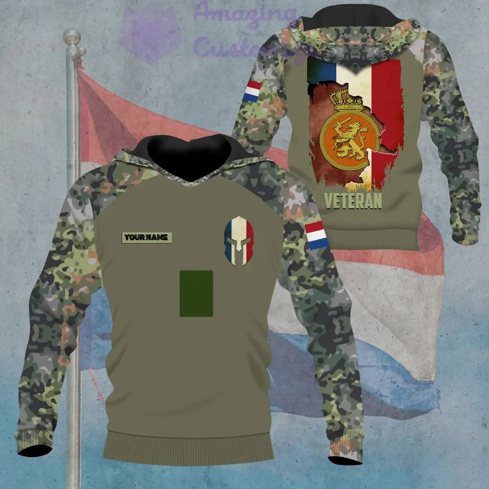 Personalized Netherlands Soldier/ Veteran Camo With Name And Rank Hoodie - 1306230001